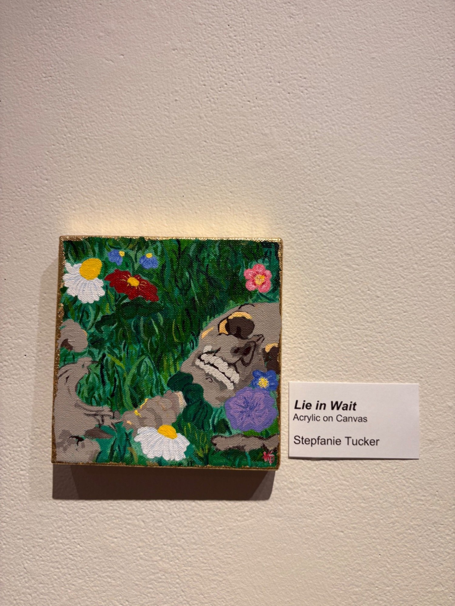 6 x 6 in. Acrylic paint with a Gold leaf border