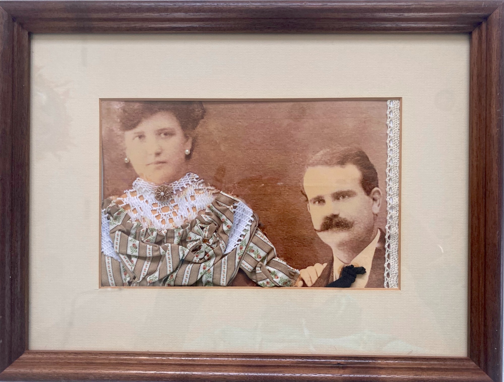 Vintage photo altered with textiles