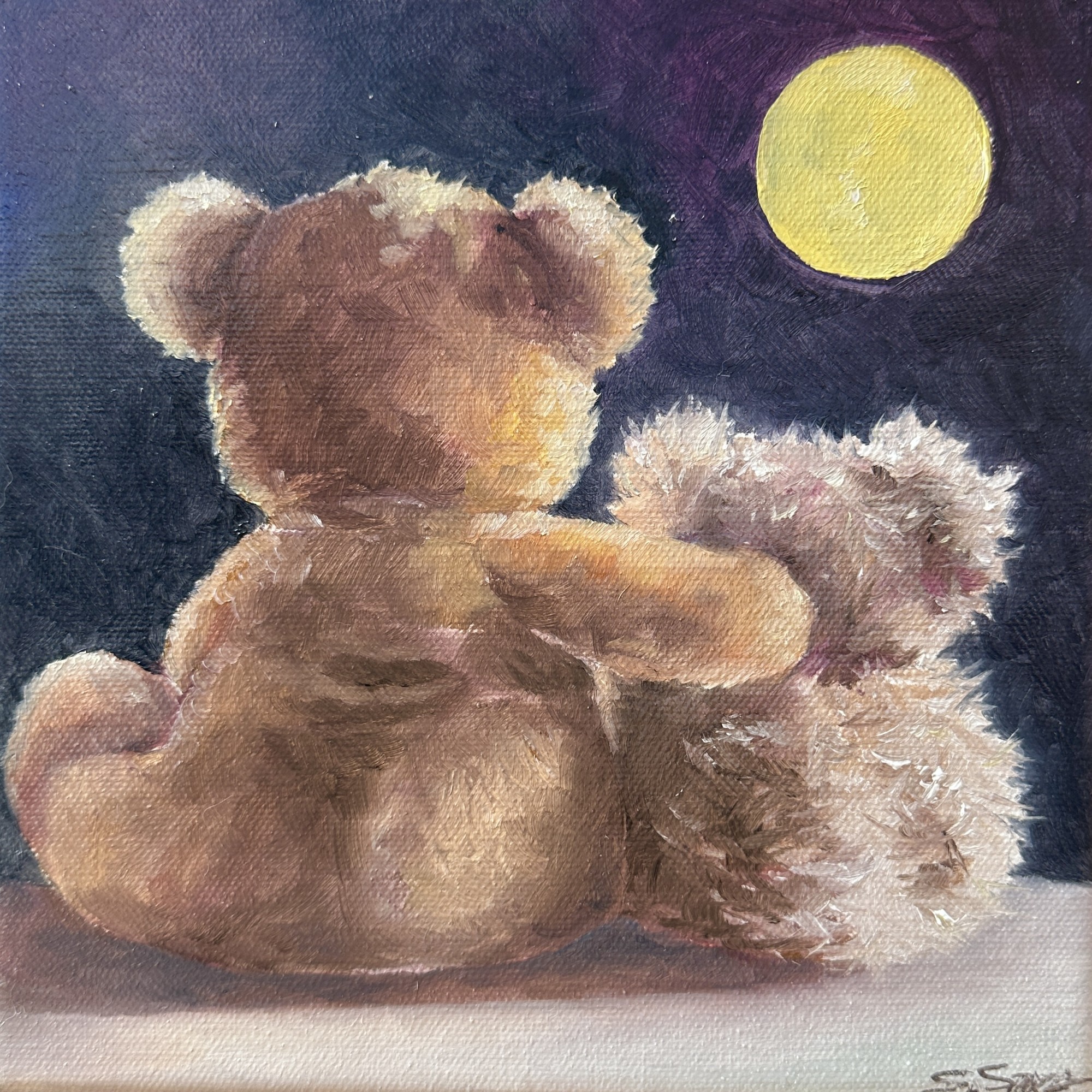 Old Pals, Oil on Canvas, 8"x8", framed