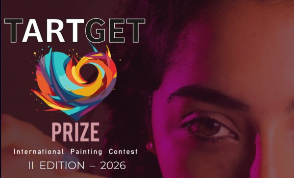 The upper right quadrant of a girl's face with her eye looking at the audience. There is white and black text stating opportunity details, with a rainbow heart underneath.