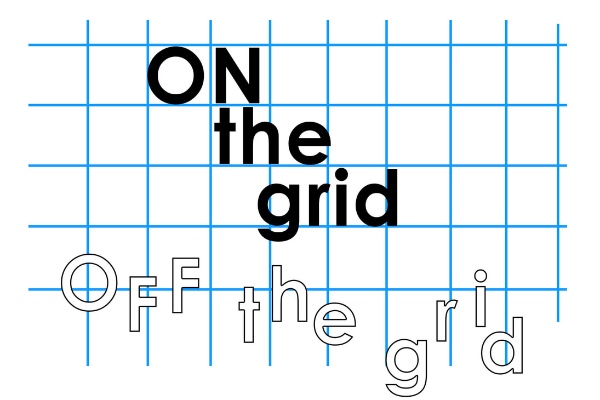 words in and off a blue grid