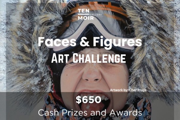 Face and Figures Art Competition banner featuring artwork by winning artist Cher Pruys